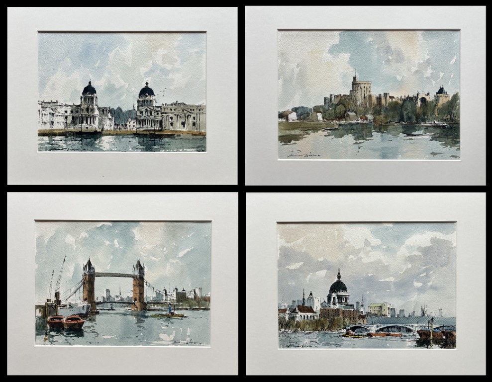 Edward Wesson watercolour painting - Set Of Four London Scenes